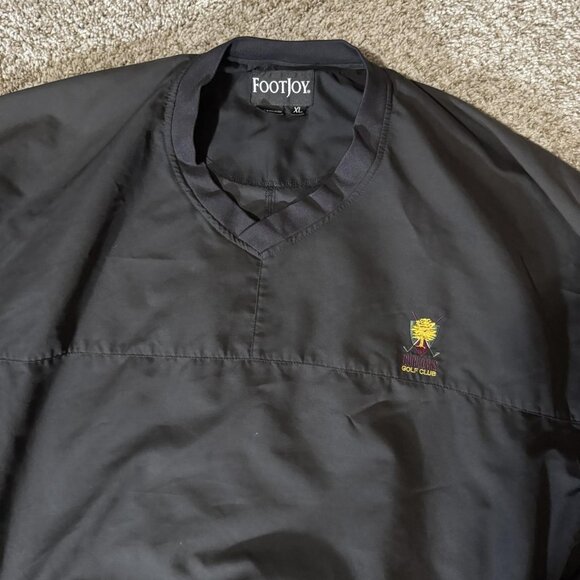 FootJoy Pullover Jacket Mens XL Black Burl Oaks Golf Club Windbreaker FJ Logo - Picture 4 of 9